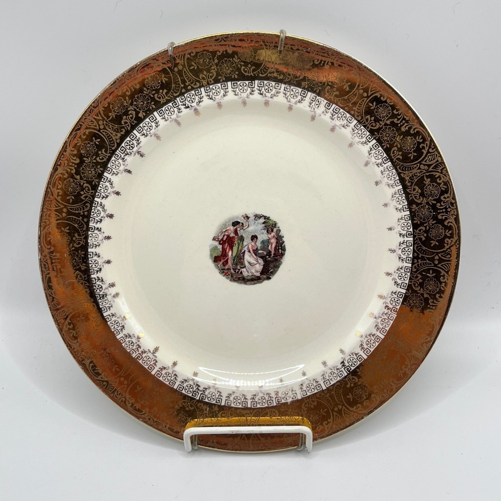 Edgewood 22k Gold Encrusted Decorative Plate Goddess and Cupid Vintage 10.25in